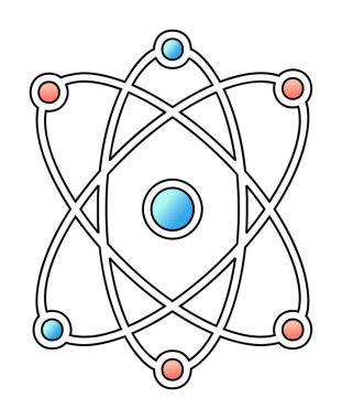 Moda düz biçimli atom simgesi, bilim simgesi vektör illüstrasyonu                     