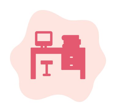 ofis masası simgesi, basit vektör illüstrasyonu