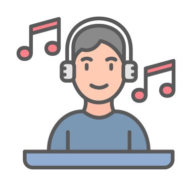 DJ avatar web simgesi, vektör illüstrasyonu 