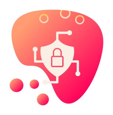 Asma kilit simgesi, vektör illüstrasyonlu güvenli kalkan