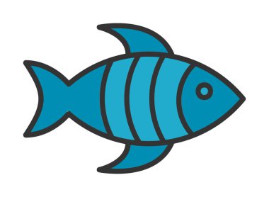  arkaplanda düz balık simgesi çizimi