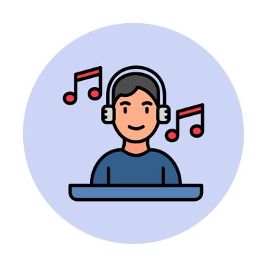 DJ avatar web simgesi, vektör illüstrasyonu 