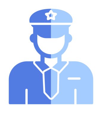 Üniformalı düz simgeli polis memurunun vektör çizimi