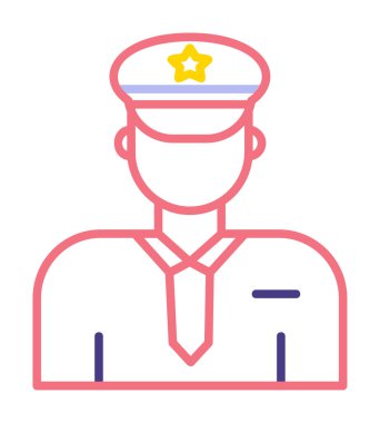 Üniformalı düz simgeli polis memurunun vektör çizimi