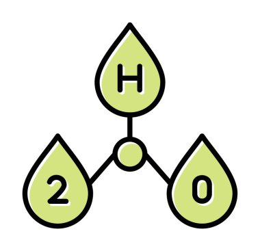 Su damlaları ve H2O işareti vektör çizimi 
