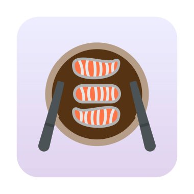 Tabak simgesinde suşi, vektör illüstrasyonu