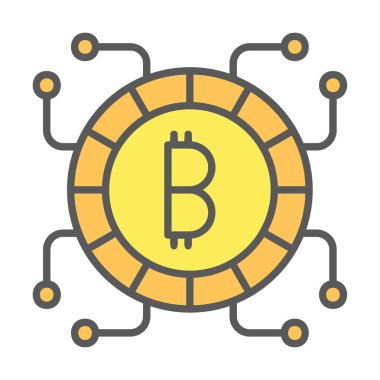 Basit bitcoin simgesi, vektör illüstrasyonu