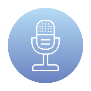 mikrofon simgesi uzun mavi arkaplanda izole edildi.