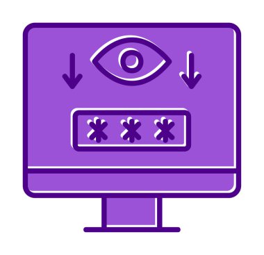 Basit Bilgisayar Casus Yazılımı simgesi, vektör illüstrasyonu