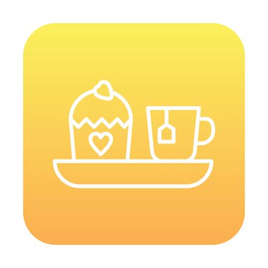 Öğleden sonra çay fincanı ve tatlı kek, vektör illüstrasyonu 