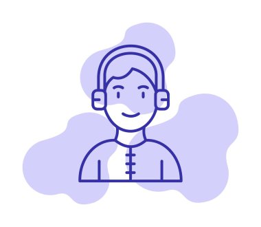 DJ avatar web simgesi, vektör illüstrasyonu 