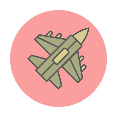 Jet Fighter ikonu. Askeri uçak uçuşu. vektör illüstrasyonu