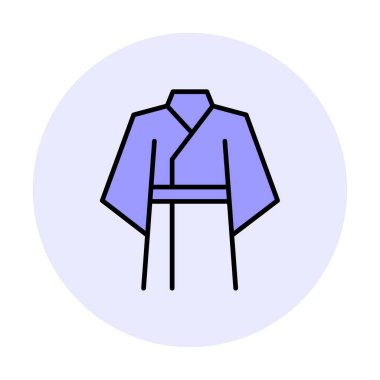 Japon kimonosu ana hatları ikon vektör illüstrasyonu 