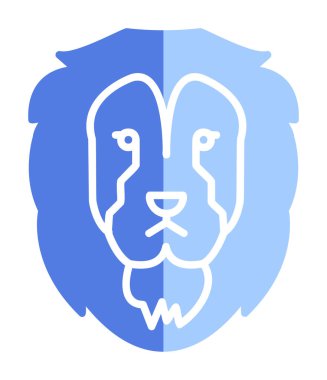 Aslan başı düz simgesi, vektör illüstrasyonu