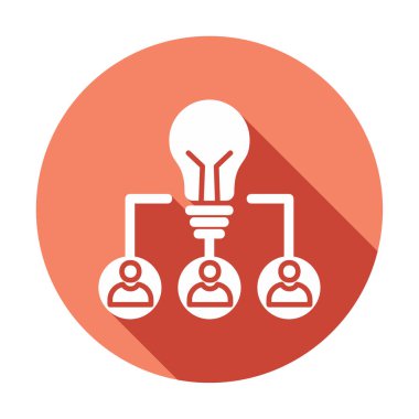 Takım Fikri, ampul ve iş dünyası ikonu, vektör illüstrasyonu