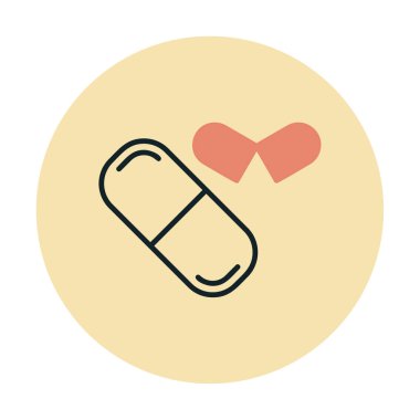 ilaç yassı ikonu, kapsüller, haplar            