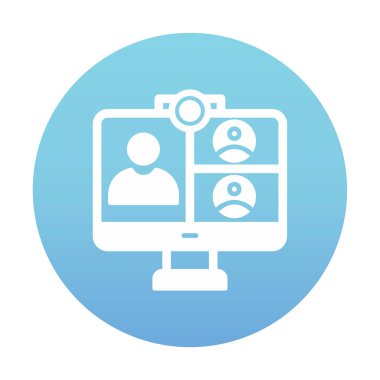 Basit çevrimiçi toplantı simgesi, vektör illüstrasyonu