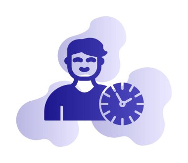 Saat simgesi olan adam, Zaman Yönetimi sembolü, vektör illüstrasyonu 