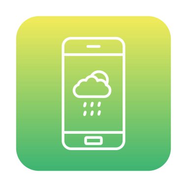 Akıllı telefon web simgesi üzerindeki hava durumu uygulaması, vektör illüstrasyonu 