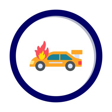 Yanan Araba ikon vektör illüstrasyonuName