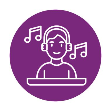 DJ avatar web simgesi, vektör illüstrasyonu 