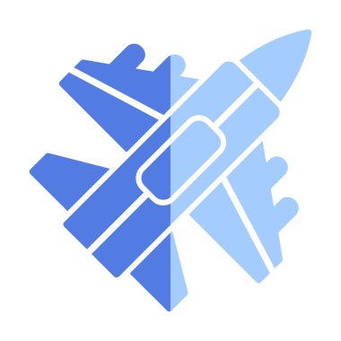 Jet Fighter ikonu. Askeri uçak uçuşu. vektör illüstrasyonu