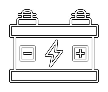 Araba aküsü simgesi. Ağ için Kataloglayıcı imza vektör simgesinin düz çizimi.