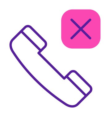 düz arama telefonu reddedilmiş simge vektör illüstrasyonu 