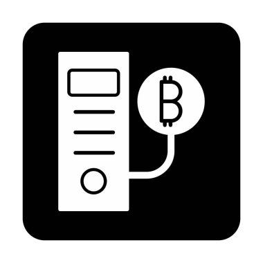 Bitcoin Madeni İşlemcisi (BTC) simgesi, vektör illüstrasyonu 