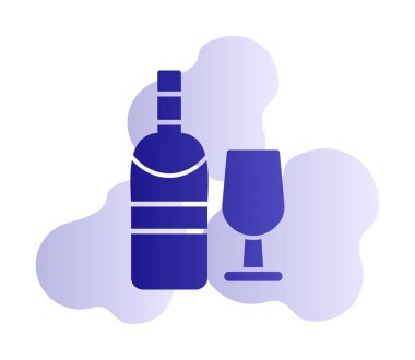 şarap şişe ve cam kutsal kişilerin resmi, vektör çizim  