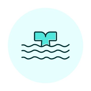 Moda tarzında izole edilmiş arka planda su ikonu olan balina kuyruğu