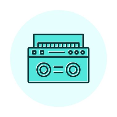  Boombox düz simgesi, vektör çizimi