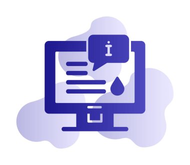 Bilgi simgesi vektör illüstrasyonlu bilgisayar ekranı