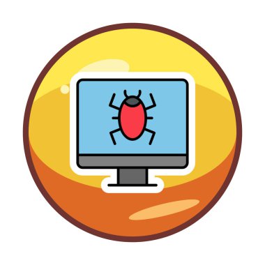 Basit Bilgisayar Virüsü simgesi, vektör illüstrasyonu