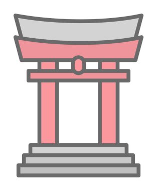 Basit Japon Tori Kapısı simgesi, vektör illüstrasyonu