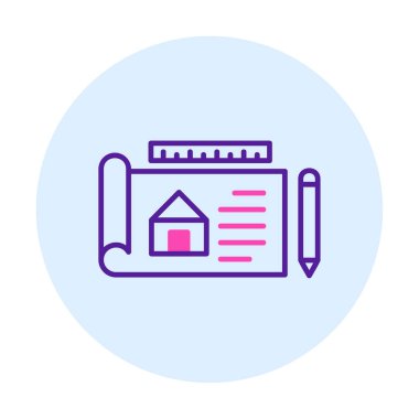 Basit Mimari Planı simgesi, vektör illüstrasyonu