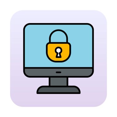 Basit Bilgisayar monitörü Ekran simgesi, vektör illüstrasyonunu kilitle