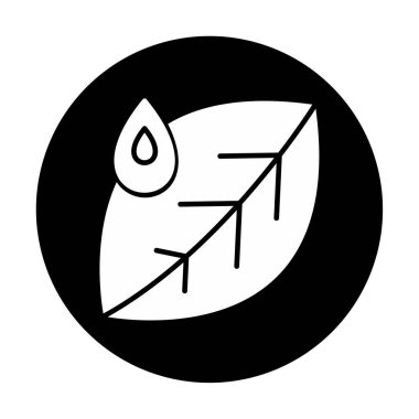 Su damlası ve yaprak simgesinin vektör çizimi