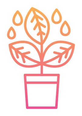 Yapraklı saksıda bitki, vektör çizimi 