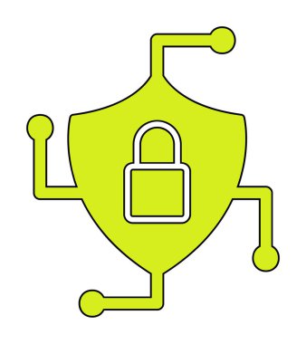 Asma kilit simgesi, vektör illüstrasyonlu güvenli kalkan