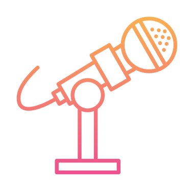 mikrofon simgesi uzun mavi arkaplanda izole edildi.