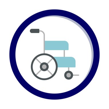 Basit Tekerlekli sandalye Simgesi, vektör illüstrasyonu