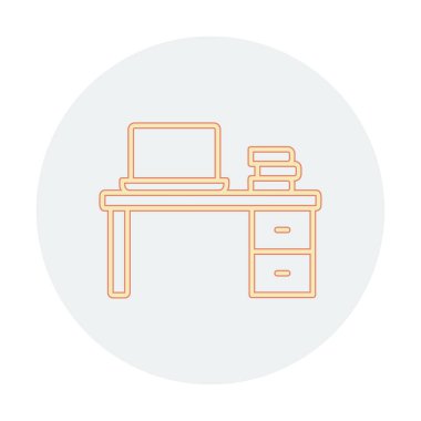 Ofis masa simgesinin vektör illüstrasyonu 