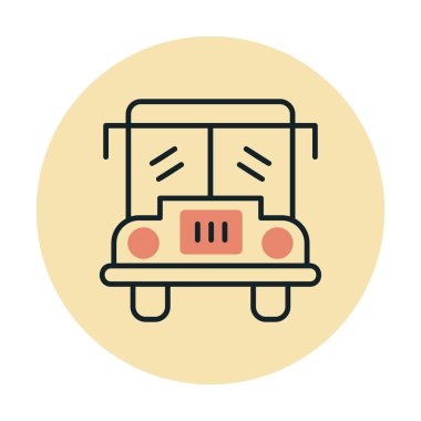 düz okul servis simgesi illüstrasyonu 