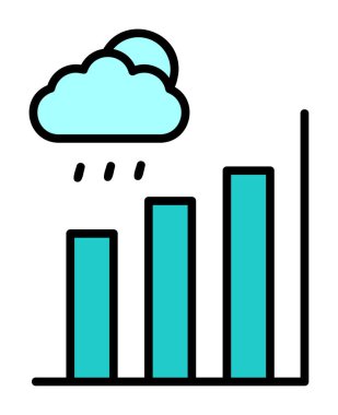 Basit yağmur bulutu ve Grafik simgesi, vektör illüstrasyonu