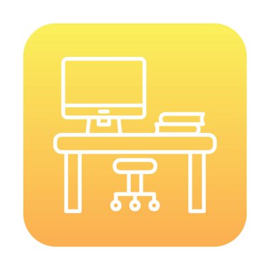 ofis masası simgesi, basit vektör illüstrasyonu