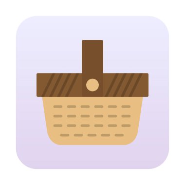 piknik sepeti web simgesi, vektör illüstrasyonu 