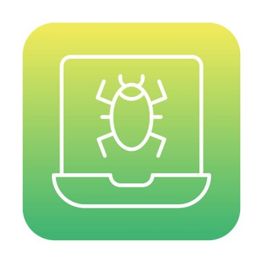 Virüs bulaşmış dizüstü bilgisayar web simgesi, vektör illüstrasyonu