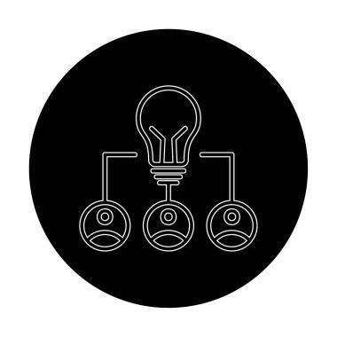 Takım Fikri, ampul ve iş dünyası ikonu, vektör illüstrasyonu