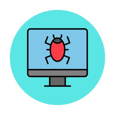 Basit Bilgisayar Virüsü simgesi, vektör illüstrasyonu